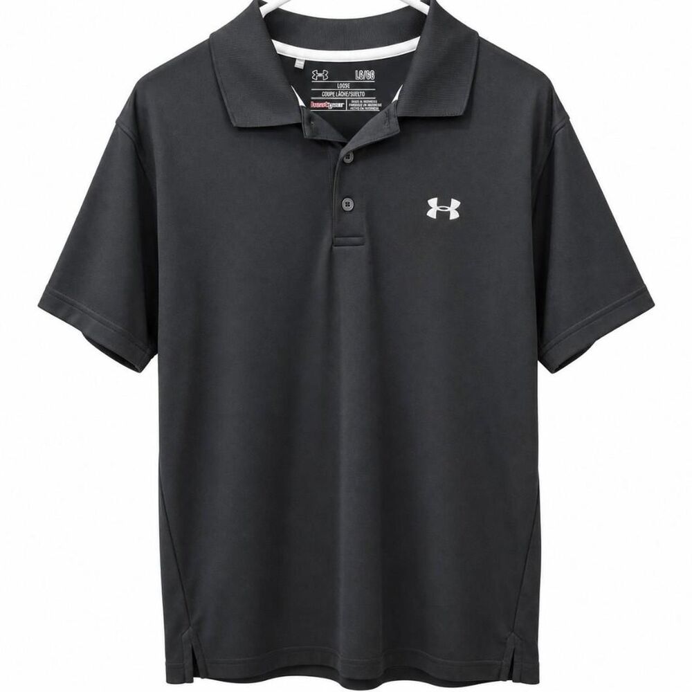 Under Armour HeatGear Men’s Large Black Loose Fit Golf Polo Shirt